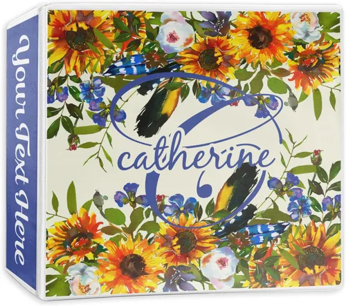 Vista 9 de Carpeta personalizada de 3 anillas con diseño de girasoles - 1 pulgada, color amarillo