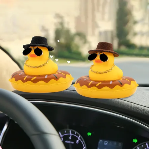 Vista 7 de wonuu 2 adornos de pato para salpicadero de automóvil, adornos de goma para decoración de tablero de automóvil, accesorios de decoración con mini
