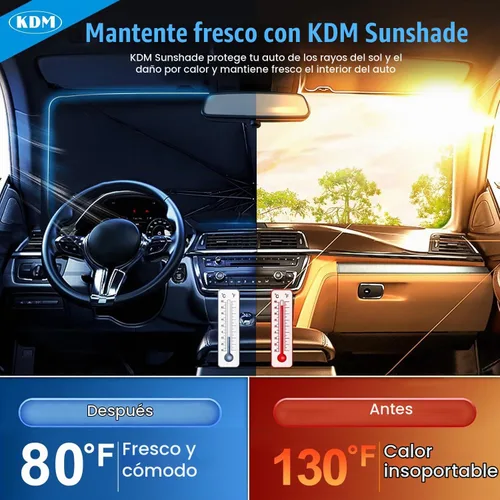 Vista 2 de KDM Parasol Estilo Paraguas para Parabrisas Apto para Dodge RAM ProMaster 2014-2024 Furgoneta de Carga de Tamaño Completo Chasis Cabina Furgoneta