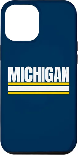 Vista 26 de Michigan - Carcasa para iPhone 17, diseño tradicional de líneas de rayas amarillas/blancas