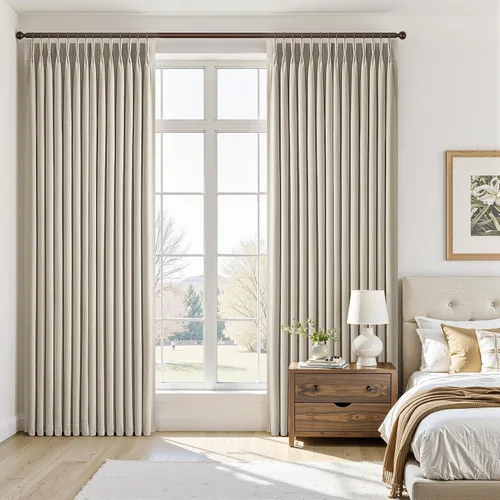 Vista 44 de Topfinel - Cortinas opacas plisadas de 96 pulgadas para dormitorio, 2 paneles Natural