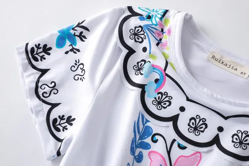 Vista 5 de Ruikajia Encanto Mirabel Vestido Isabela Luisa Disfraz de Madrigals Azul Patchwork 3T