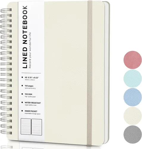 Vista 21 de Cuaderno rayado en espiral, cuaderno en espiral A4, 8.5 x 11 pulgadas, papel grueso de 100 GSM, cuadernos de diario encuadernados en espiral