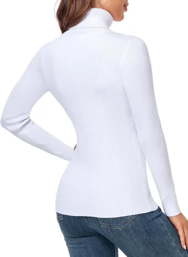Vista 5 de nine bull Suéter de punto de cuello alto elástico básico sólido para mujer