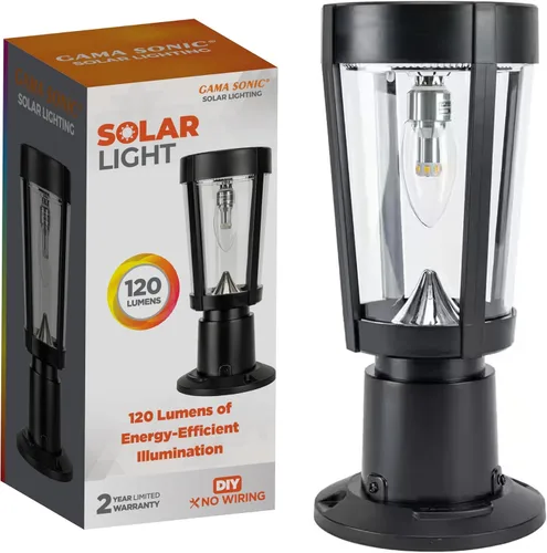 Vista 10 de Gama Sonic Amphora - Lámpara solar para poste de acento, moderna lámpara de 12 pulgadas de altura con base de muelle de montaje empotrado, incluye