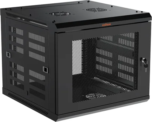 Vista 11 de ECHOGEAR 6U Rack de Red - Kit de Rack de Pared Montado en la Pared Incluye 2X Estantes de 1U, Ventilador Premontado, Puerta con Cerradura y Hardware