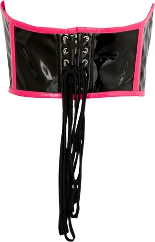 Vista 4 de Daisy corsets Womens Lavish Black Patent WHot Pink Patent Trim Underwire Waist Cincher Corset