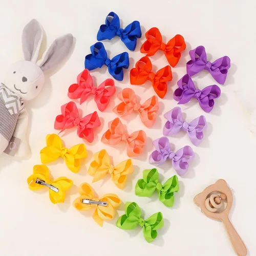 Vista 5 de 50 piezas de lazos de cabello para niñas de 7,6 cm con cinta de grogrén y pinzas de cocodrilo, accesorios para el cabello para bebés, niñas, niños