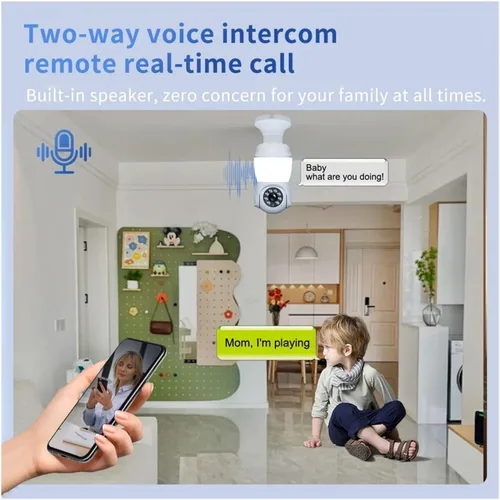 Vista 6 de 3MP E27 WiFi PTZ LED bombilla de seguridad CCTV cámara