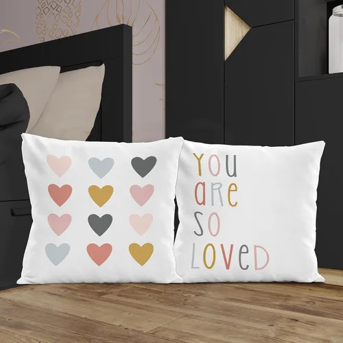 Vista 5 de Funda de almohada bohemia para aula, funda de almohada reversible con corazón de 18 x 18 pulgadas, fundas de almohada para sofá de guardería