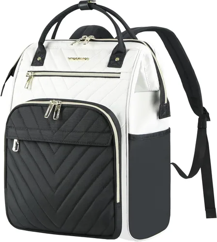 Vista 15 de VANKEAN Mochila para portátil de 17 pulgadas para mujeres y hombres, bolsa de trabajo de computadora de moda, Beige-café, 15,6 pulg., 7702