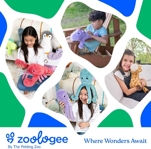 Vista 7 de The Petting Zoo Peluche de ballena, regalos para niños, animales marinos Fuzzlez, juguete de peluche de ballena, 15 pulgadas