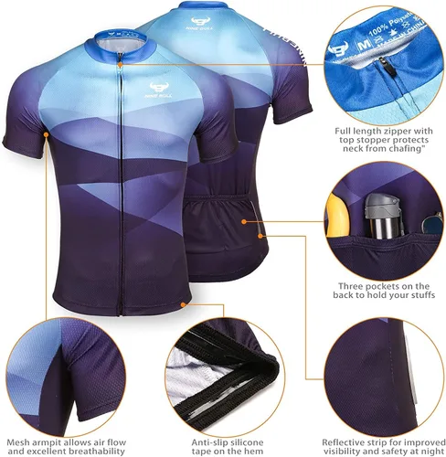 Vista 3 de Conjunto de camiseta de ciclismo para hombre, camiseta reflectante de secado rápido y pantalones cortos de ciclismo acolchados 3D, M