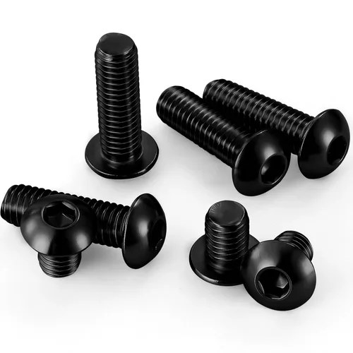 Vista 6 de Tornillos de cabeza de botón de 1/4-20 x 1/2", acabado negro de acero inoxidable 18-8, accionamiento hexagonal Allen, totalmente roscado, 25