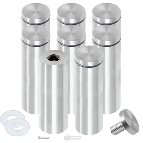 Vista 26 de Luomorgo 12 piezas tornillos separadores de acero inoxidable de 1" x 1", herrajes de montaje para letreros de pared, separadores de vidrio
