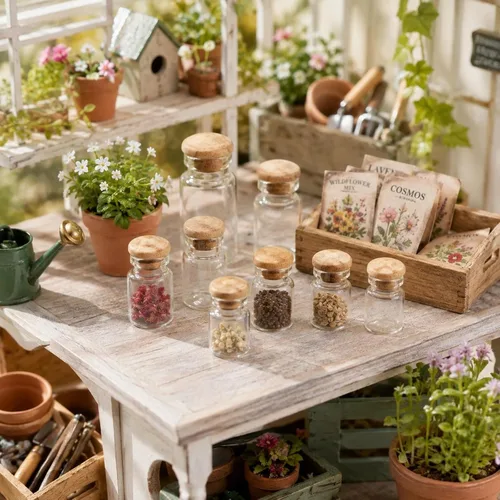 Vista 3 de LOGOFUN Botella de cristal miniatura de casa de muñecas con corcho de 24 piezas