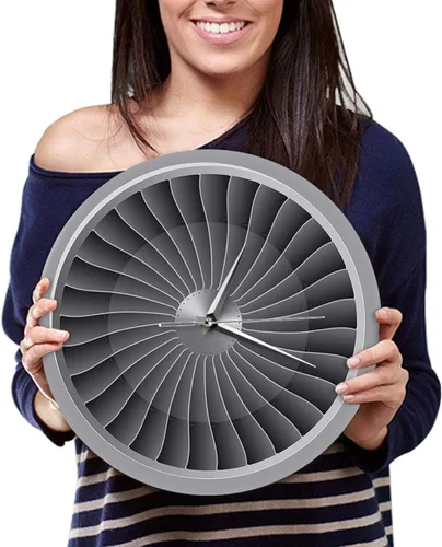 Vista 6 de Reloj de pared – 12 pulgadas silencioso sin tictac motor a chorro de turbina ventilador de motor impreso acrílico reloj de pared de avión arte
