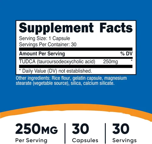 Vista 2 de Nutricost Tudca 250 mg, 30 cápsulas (ácido taursodesoxicólico) - Sin gluten, sin OMG