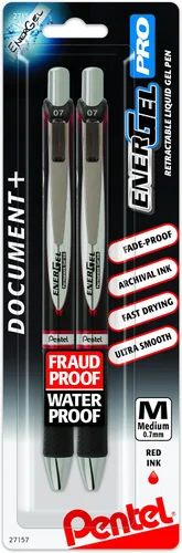 Vista 12 de Pentel EnerGel PRO - Bolígrafo de gel permanente, (0.028 in), línea media, archivador y resistente al agua, tinta negra, paquete de 2