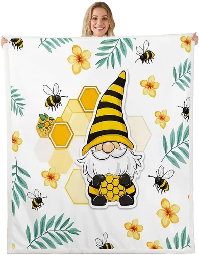 Vista 9 de Erosebridal Cartoon Gnomes Fleece Blanket,Dwarf Throw Blanket 40x50 Inch for Bedroom Living Rooms Sofa Couch,Colorful Stars Sherpa