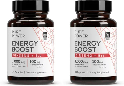 Vista 7 de Dr. Mercola Pure Power Energy Boost con ginseng + B12 - Apoyo energético limpio a base de plantas - Extracto de ginseng coreano y cacao - Suplemento