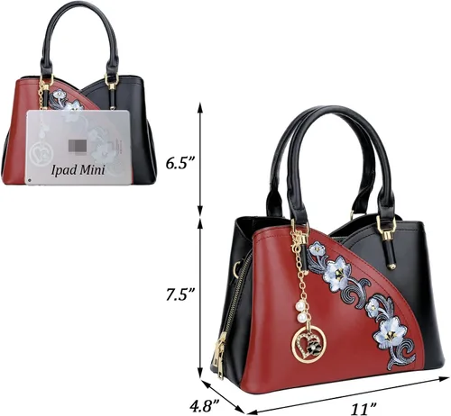Vista 5 de KKXIU Monederos y bolsos de mano con triple compartimento para mujer, bolso de mano con asa superior