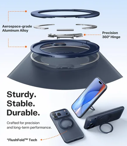 Vista 4 de TORRAS - Funda con soporte magnético 360° para iPhone 17 Pro Max de 6.9 pulgadas, compatible con MagSafe, protección 4X de grado militar, delgada