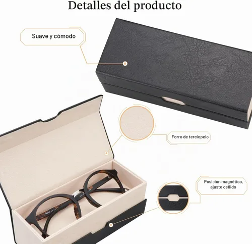 Vista 3 de LifeArt Caso duro de la lente de la cáscara, caso de gafas de sol portátil, Caso de la lente de cuero de la PU de moda, ligero 2lian_negro