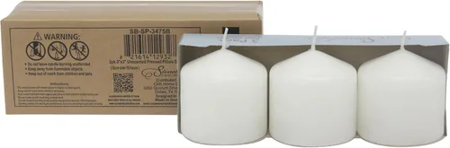 Vista 3 de Stonebriar Paquete de 3 velas altas de 3 x 3 pulgadas, 18 horas de larga duración, sin perfume, de cera blanca