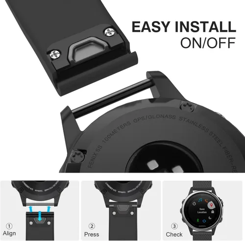 Vista 7 de MoKo Band Compatible with Garmin Fenix 7S & 6S, Soft Silicone Replacement Watch Band Strap Negro