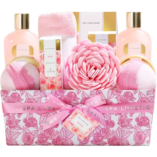 Vista 14 de Cestas de regalo de spa para mujeres, juego de regalo de baño Spa Luxetique, 12 piezas de kit de spa relajante en casa para mujeres con gel