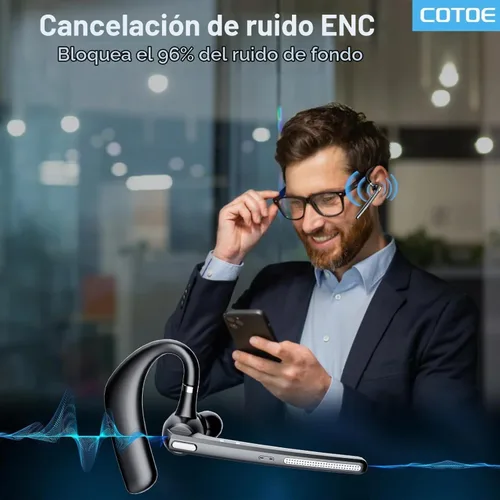 Vista 5 de COTOE Auriculares Bluetooth V5.3, auricular inalámbrico con estuche de carga de 500 mAh, auriculares manos libres, micrófono con cancelación