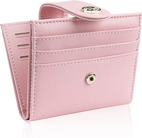 Vista 11 de FUNTOR - Carteras pequeñas para mujer, soporte delgado y plegable para tarjetas de crédito con bolsillo para monedas con cremallera, A: Negro