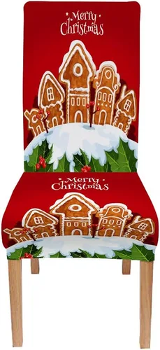 Vista 267 de CAPSCEOLL Christmas Dining Chair Covers,Snowflakes Festive Winter Pattern Stretch Chair Covers for Dining Room Set of 2 Washable Spandex Parson