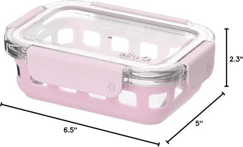 Vista 6 de Ello Duraglass - Recipiente de vidrio para preparación de comidas, 1.75 tazas, con funda de silicona y tapa de plástico hermética sin BPA, apto