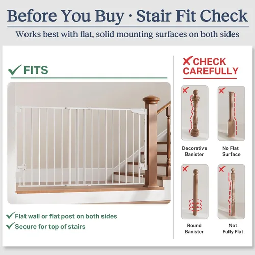 Vista 18 de Cumbor 29.2–43" Puerta de bebé para escaleras, de montaje en pared (se requiere taladrar), puerta para perros expandible sin barra inferior, puerta