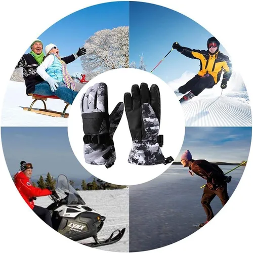 Vista 7 de Guantes de esquí, guantes de nieve impermeables y transpirables más cálidos para clima frío, se adaptan tanto a hombres como a mujeres, para padres