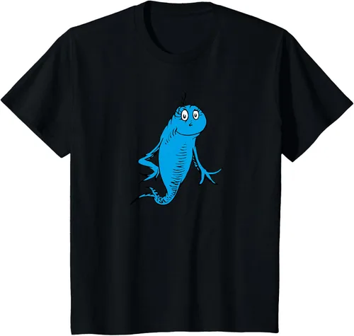 Vista 47 de Dr. Seuss Blue Fish Character - Camiseta con licencia oficial Negro