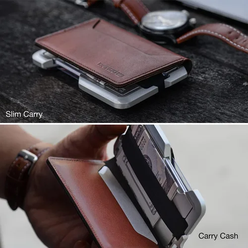 Vista 5 de Dango D01 Dapper EDC Wallet - Hecho en Estados Unidos - Cuero genuino aluminio CNC y bloqueo RFID