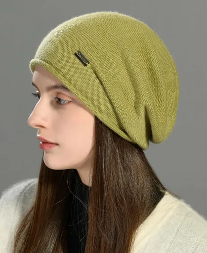 Vista 5 de jaxmonoy Slouchy Knit Beanie Hat for Women Winter Soft Warm Ladies Laightweight Slouch Knitted Skull Beanies Cap Verde aguacate