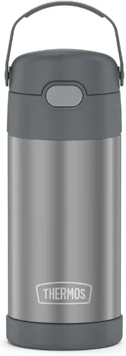 Vista 25 de THERMOS FUNTAINER - Botella de agua con pajilla, 12 onzas, botella de agua de acero inoxidable aislada al vacío para niños con tapa, color negro