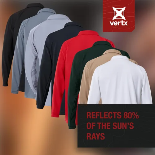 Vista 5 de Vertx VTX4020P-GY-COLDBLACK - Polo de manga larga para hombre