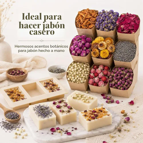 Vista 5 de Sukh Kit de hierbas secas – Botánicos secos a granel, 9 bolsas de flores secas naturales y hierbas para jabón, vela, perfume, bombas de baño