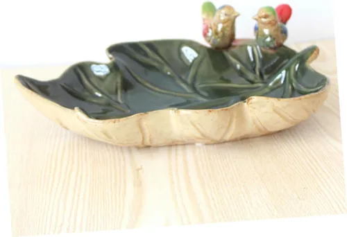 Vista 5 de Mikinona Fruit Tray Ring Display Holder Dessert Platter Ceramic Ring Holder Porcelain Vanity Tray Towel Tray Holiday Dinner Plate Lotus Leaf