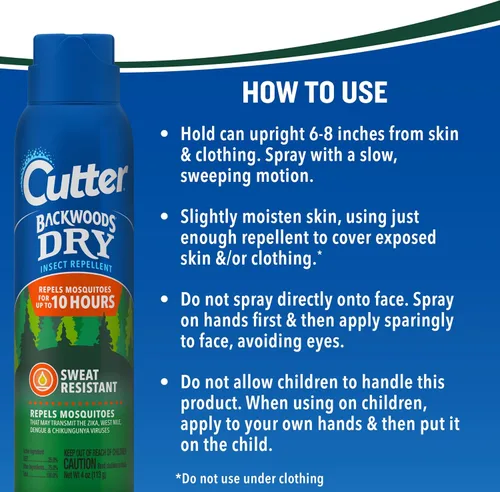 Vista 9 de Cutter Backwoods Repelente de Insectos Seco, Repelente de Mosquitos, Aerosol, 4 oz, Paquete de 12