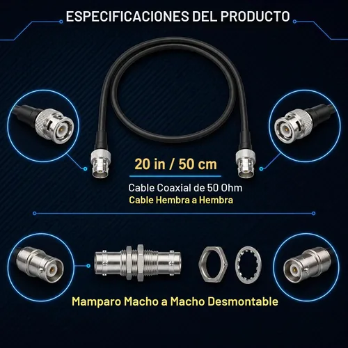 Vista 3 de RS Premium BNC - Kit de cable de extensión de antena coaxial para micrófonos inalámbricos, cables de núcleo de cobre blindados contra el ruido