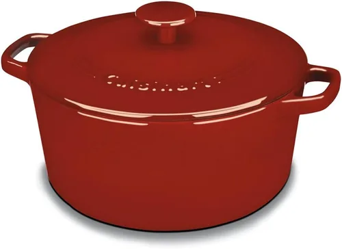 Vista 11 de Cuisinart Freidora de pollo de hierro fundido de 12 pulgadas con tapa, capacidad de 4.5 cuartos de galón, interior esmaltado de porcelana, apta