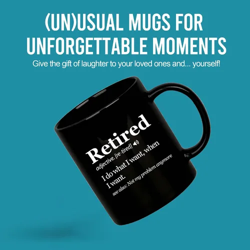 Vista 2 de Panvola Taza con texto en inglés "Retired Definition I Do What I Want When I Want Retirement Mug Not My Problem Anymore Going Away", regalo