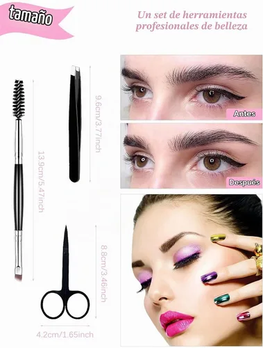 Vista 4 de EBANKU 7 Uds. Herramientas de cepillo de peine de pestañas, cepillo de cejas, peine separador de pestañas, herramienta profesional para cejas