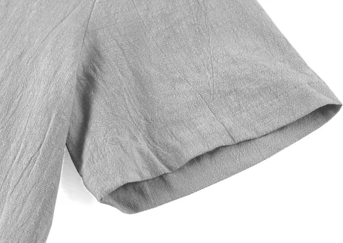 Vista 5 de Ryannology Camisas guayabera de lino de manga corta con botones para hombre, estilo casual, playa, campamento cubano, camisa mexicana para hombre
